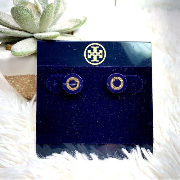 Tory Burch Jewelry - Tory Burch Stud Blue/Gold Earrings